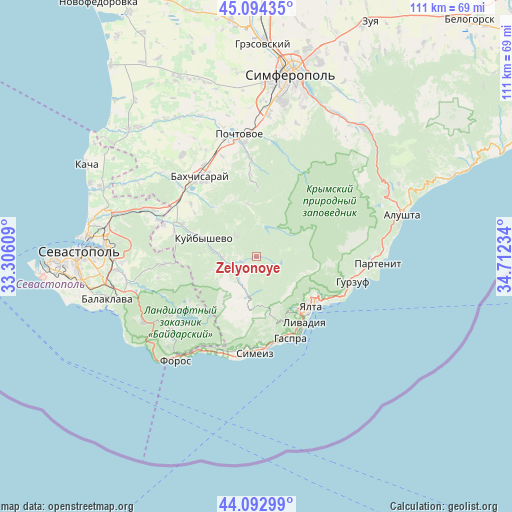 Zelyonoye on map