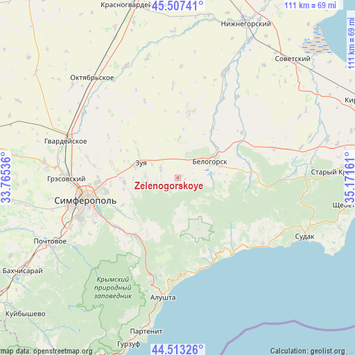 Zelenogorskoye on map