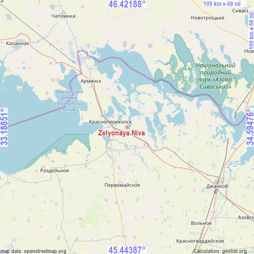 Zelyonaya Niva on map