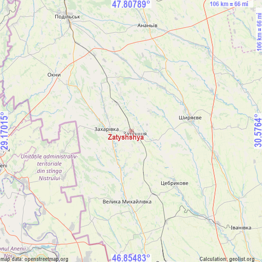 Zatyshshya on map