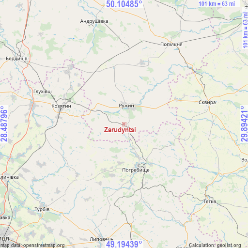 Zarudyntsi on map