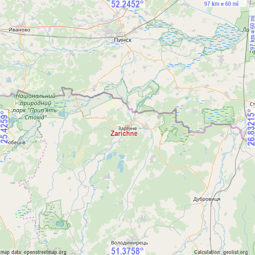 Zarichne on map