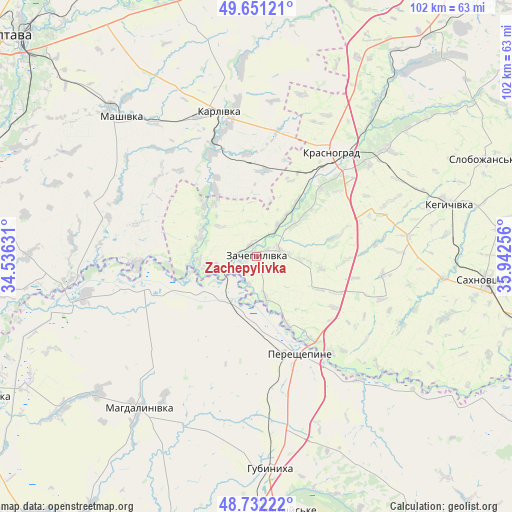 Zachepylivka on map