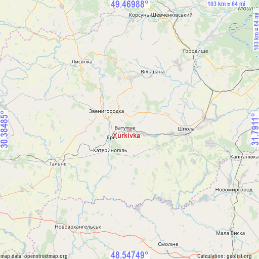 Yurkivka on map