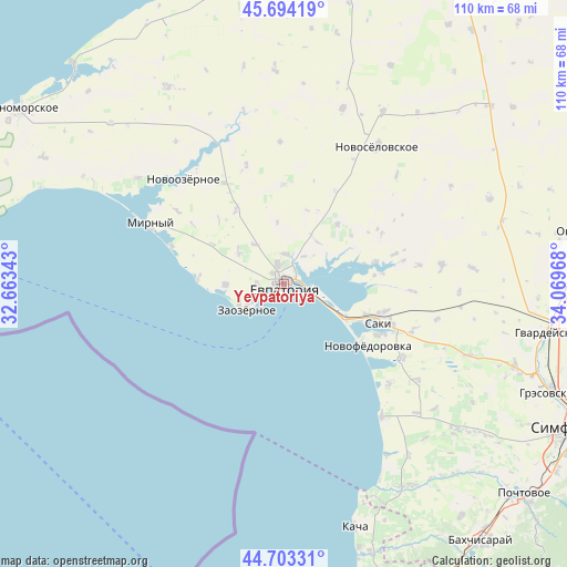 Yevpatoriya on map