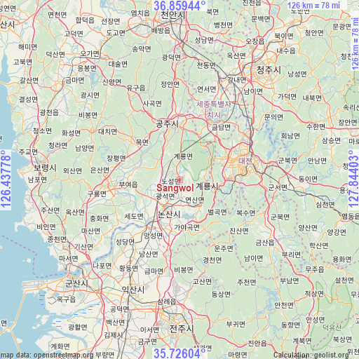 Sangwol on map