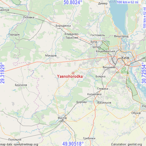 Yasnohorodka on map