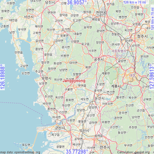 Jangpyeong on map