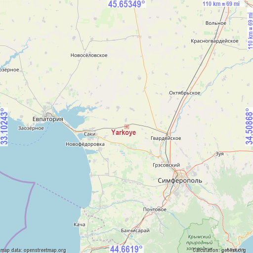 Yarkoye on map