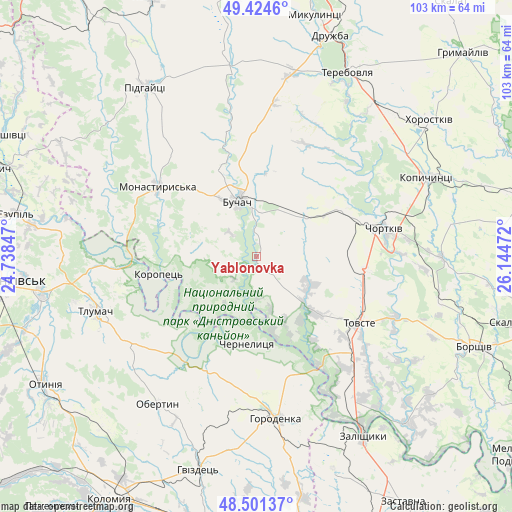 Yablonovka on map