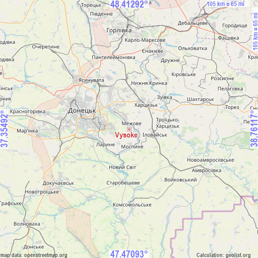 Vysoke on map