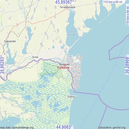 Vylkove on map