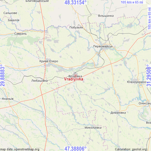 Vradiyivka on map