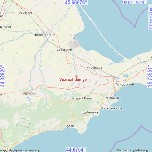 Vozrozhdeniye on map