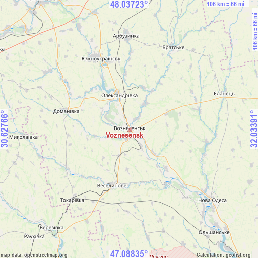 Voznesensk on map