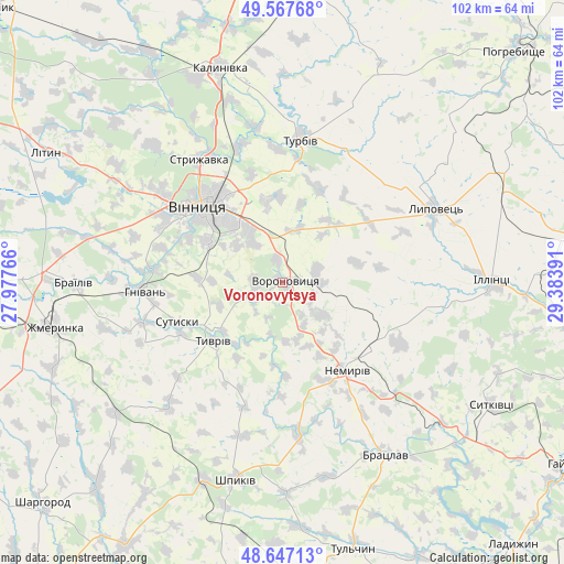 Voronovytsya on map