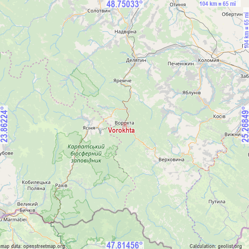Vorokhta on map