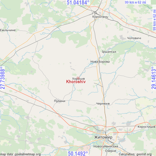 Khoroshiv on map