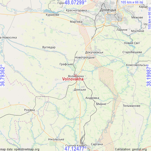 Volnovakha on map