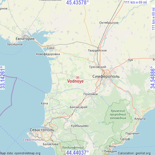 Vodnoye on map