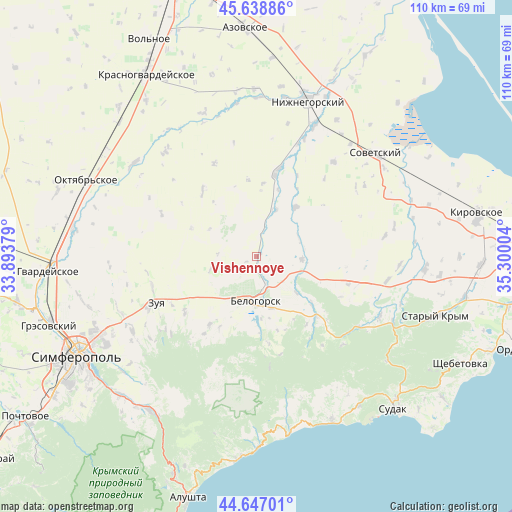 Vishennoye on map