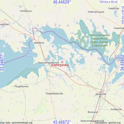 Vishnyovka on map