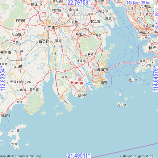 Hongqi on map