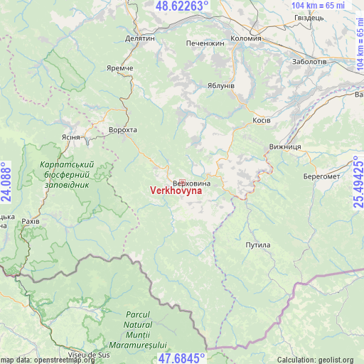 Verkhovyna on map