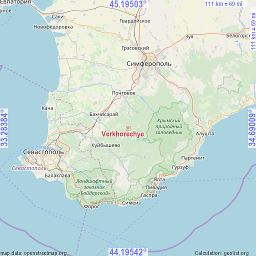 Verkhorechye on map