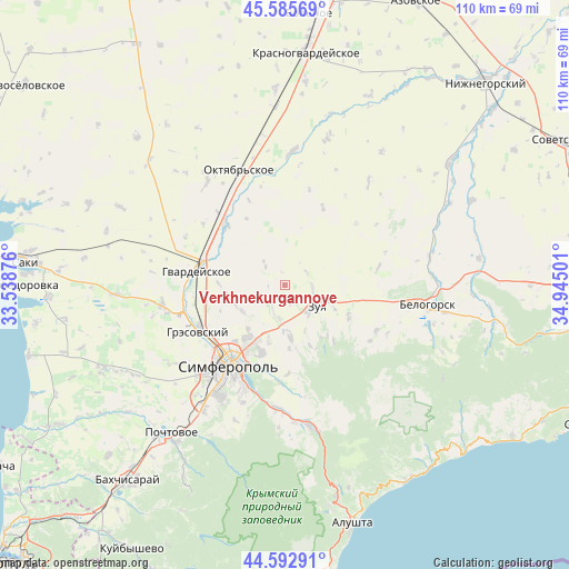Verkhnekurgannoye on map