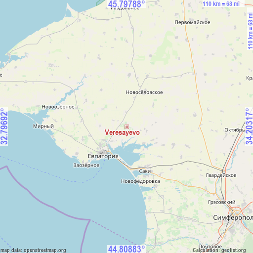 Veresayevo on map