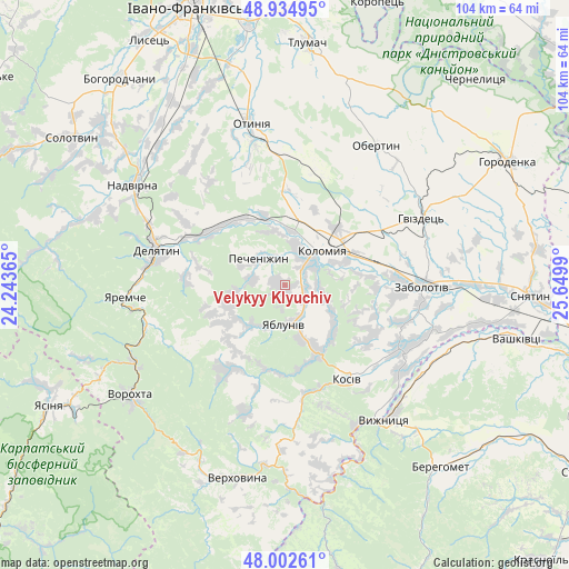 Velykyy Klyuchiv on map