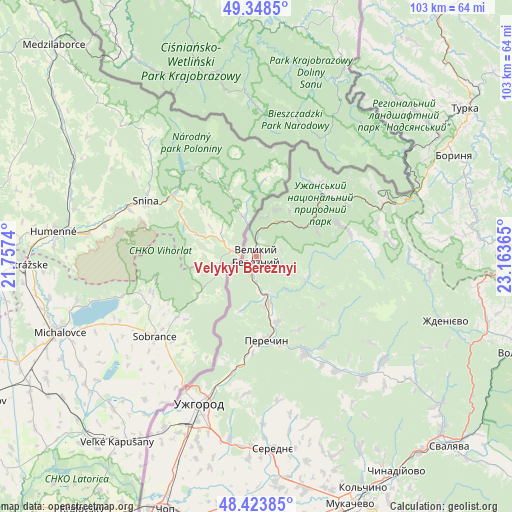 Velykyi Bereznyi on map