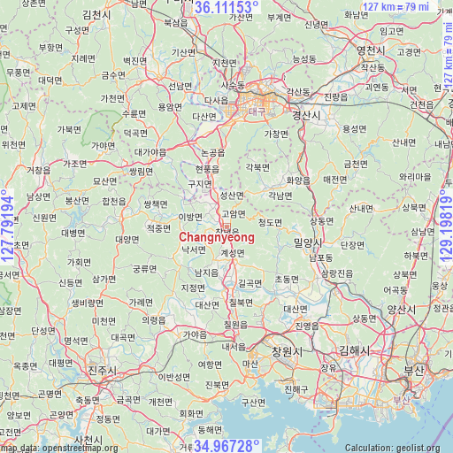 Changnyeong on map