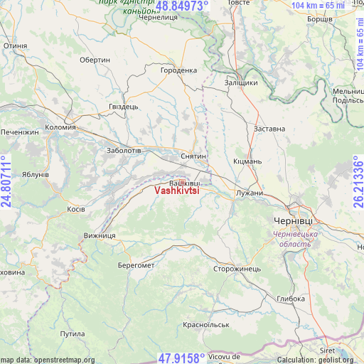 Vashkivtsi on map