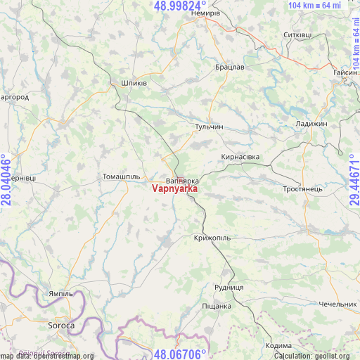 Vapnyarka on map