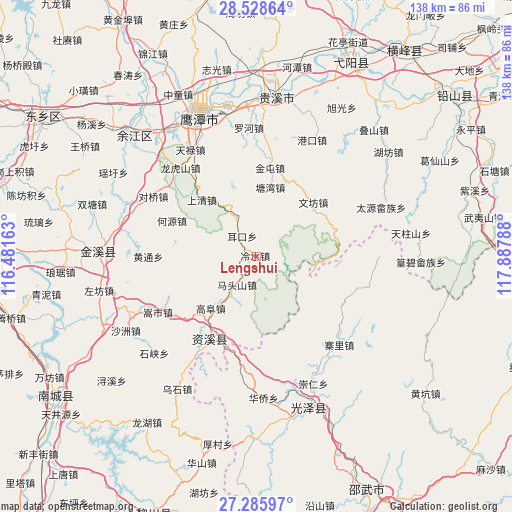 Lengshui on map