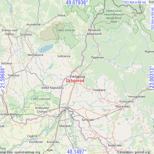 Uzhgorod on map
