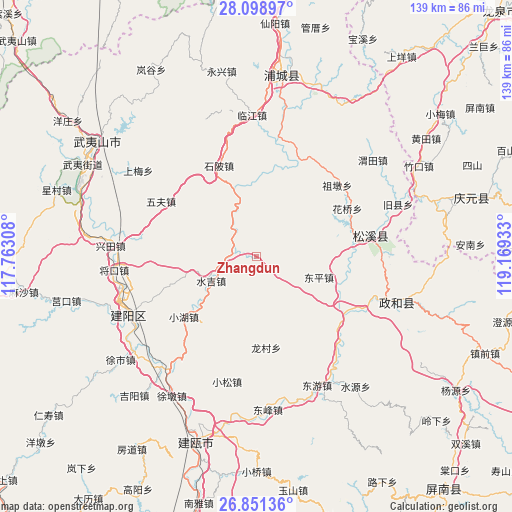 Zhangdun on map