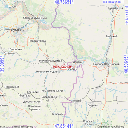 Uralo-Kavkaz on map