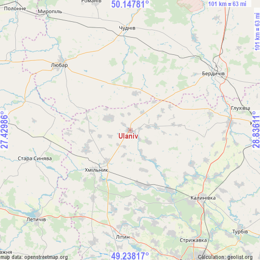 Ulaniv on map