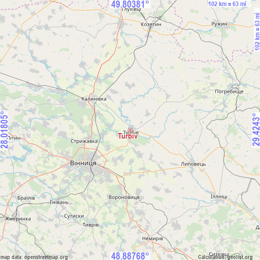 Turbiv on map