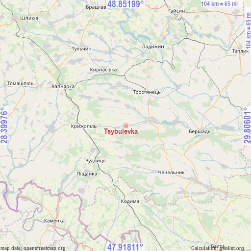 Tsybulevka on map