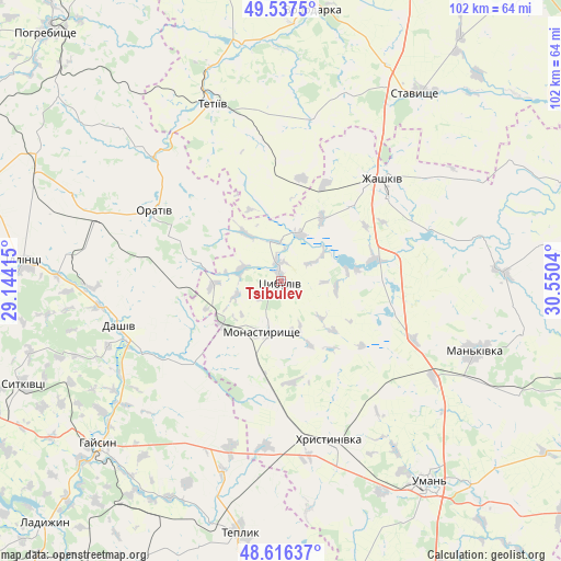 Tsibulev on map