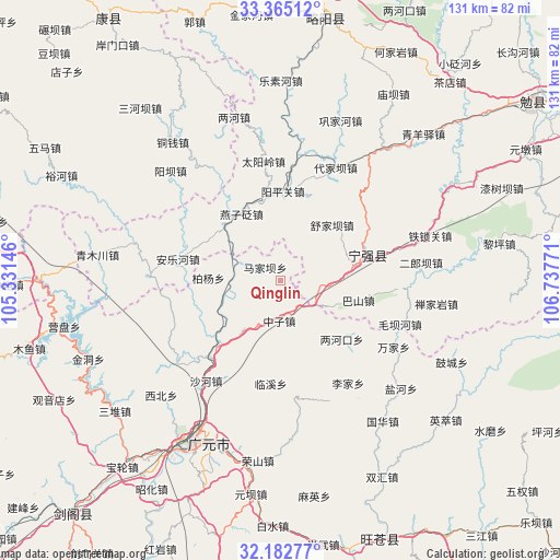 Qinglin on map