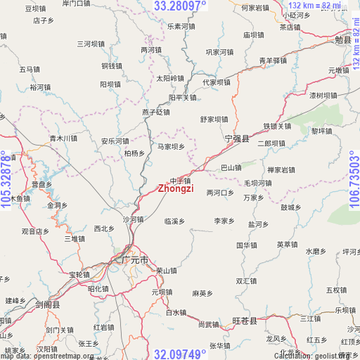 Zhongzi on map