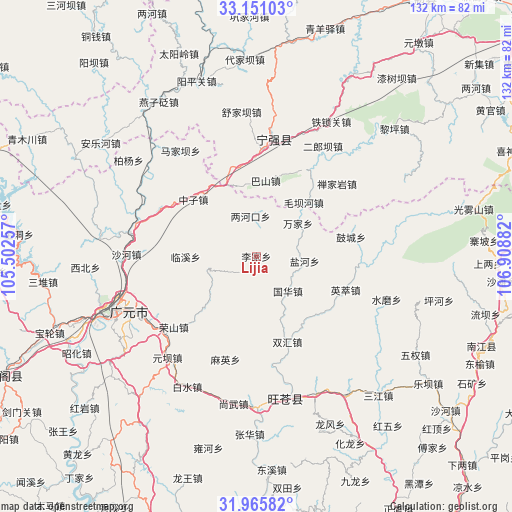 Lijia on map