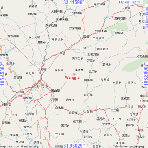 Wangjia on map