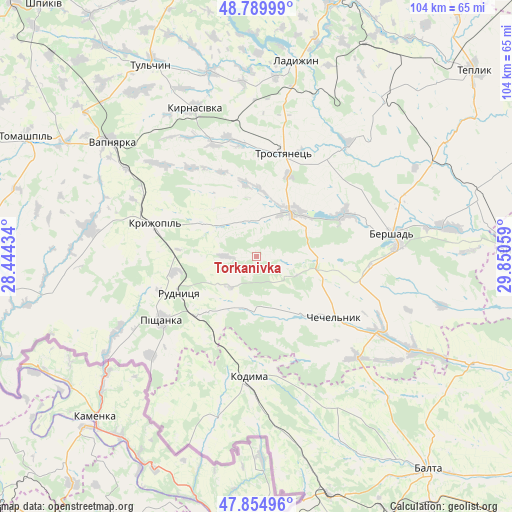 Torkanivka on map