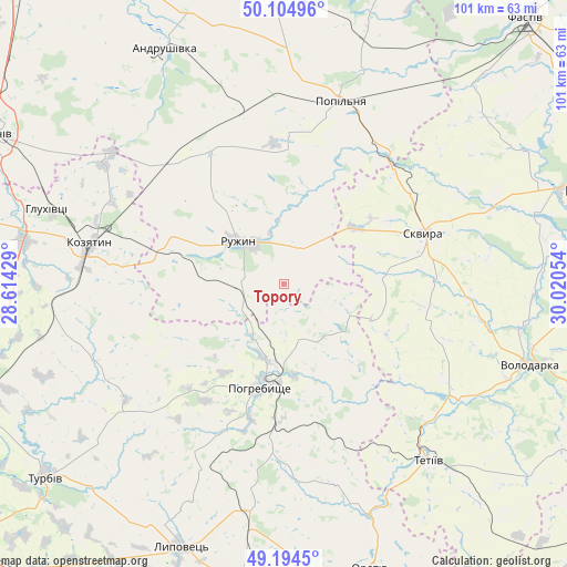 Topory on map